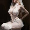 Wedding Lingerie Set Women Mesh Sheer Bodysuit With Headband Lace Eye Mask Stockings Sexy Honeymoon Bedroom