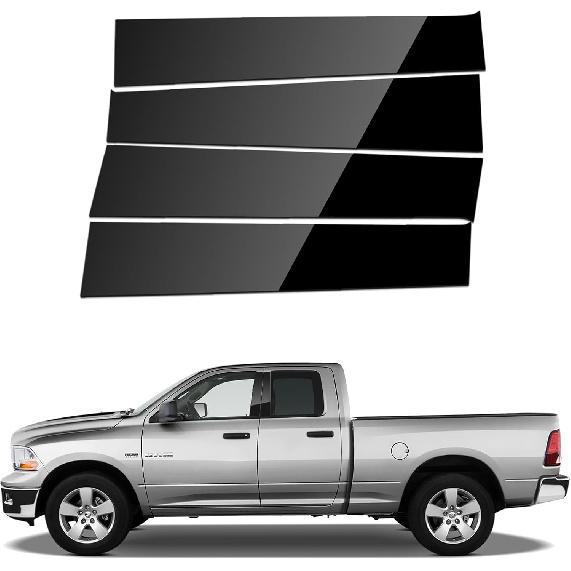 ACLONG Pillar Posts Door Window Trim Glossy Black Stainless Steel Compatible with Ford F-150 Super Cab Crew Lincoln Mark LT 2004-2014, Anti Scratch