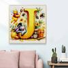 DIY Diamond Painting Round Diamond The Letters "J" In Vini and Eeyore Full Diamond Mosaic Home Decoration Painting Cross Stitch Kit