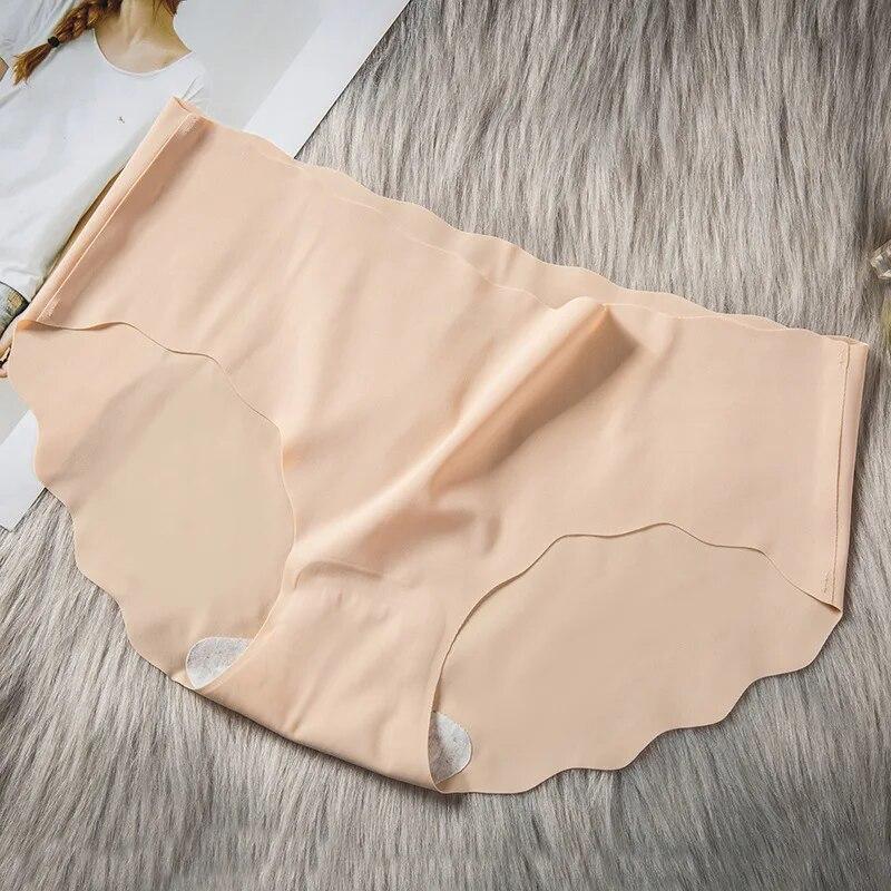 4Pcs/Set Seamless Underwear Silk Women's Panties 3XL Tangas Lady Ruffle Underpants 4 Pieces Girls Briefs Panty Sexy Lingerie 4PC