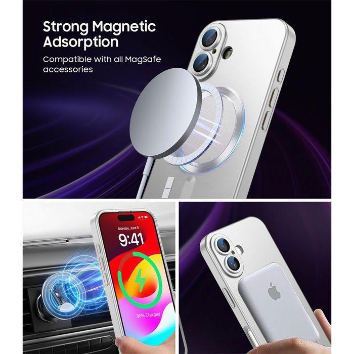 Coque de Téléphone - E.F.Connection - iPhone 17 Pro Max - Silicone avec Anneau Magnétique Argenté