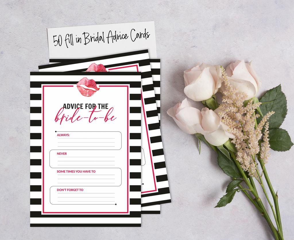 Inkdotpot Bridal Shower Games Advice For The Bride Set Of 50A  StripedA  Mad Libs Game