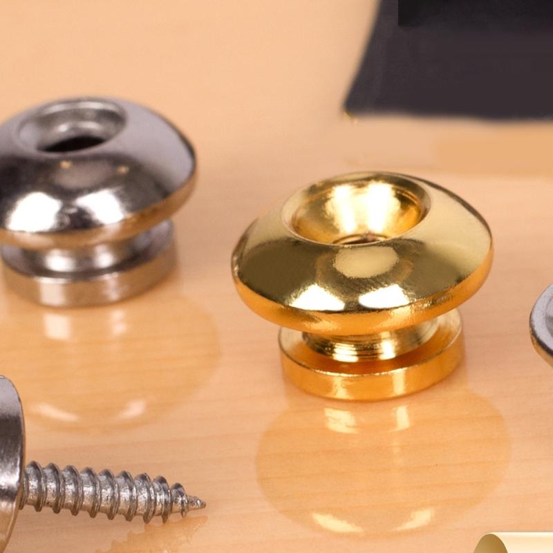 2pcs Stylish Silver Bell Shape Strap Buttons Skidproof Strap Lock Guitar Buckles Suitable for Various Skill Levels