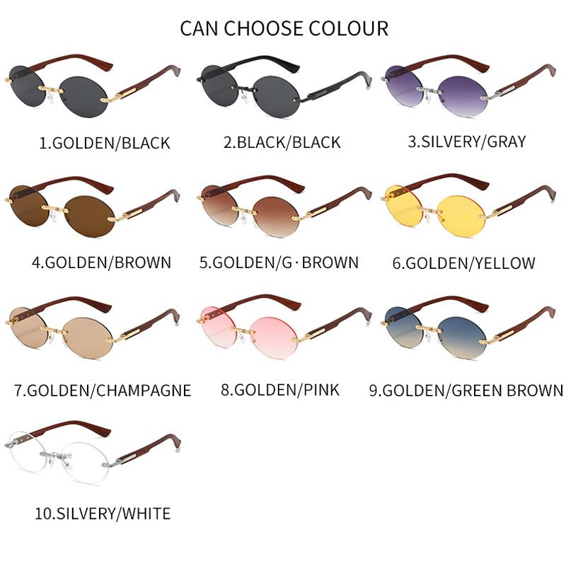 Polarized Light Glasses Retro Rimless Oval Sunglasses Women Men Luxury Brand Sun Glasses Outdoor Driving Lady Man Glasses UV400