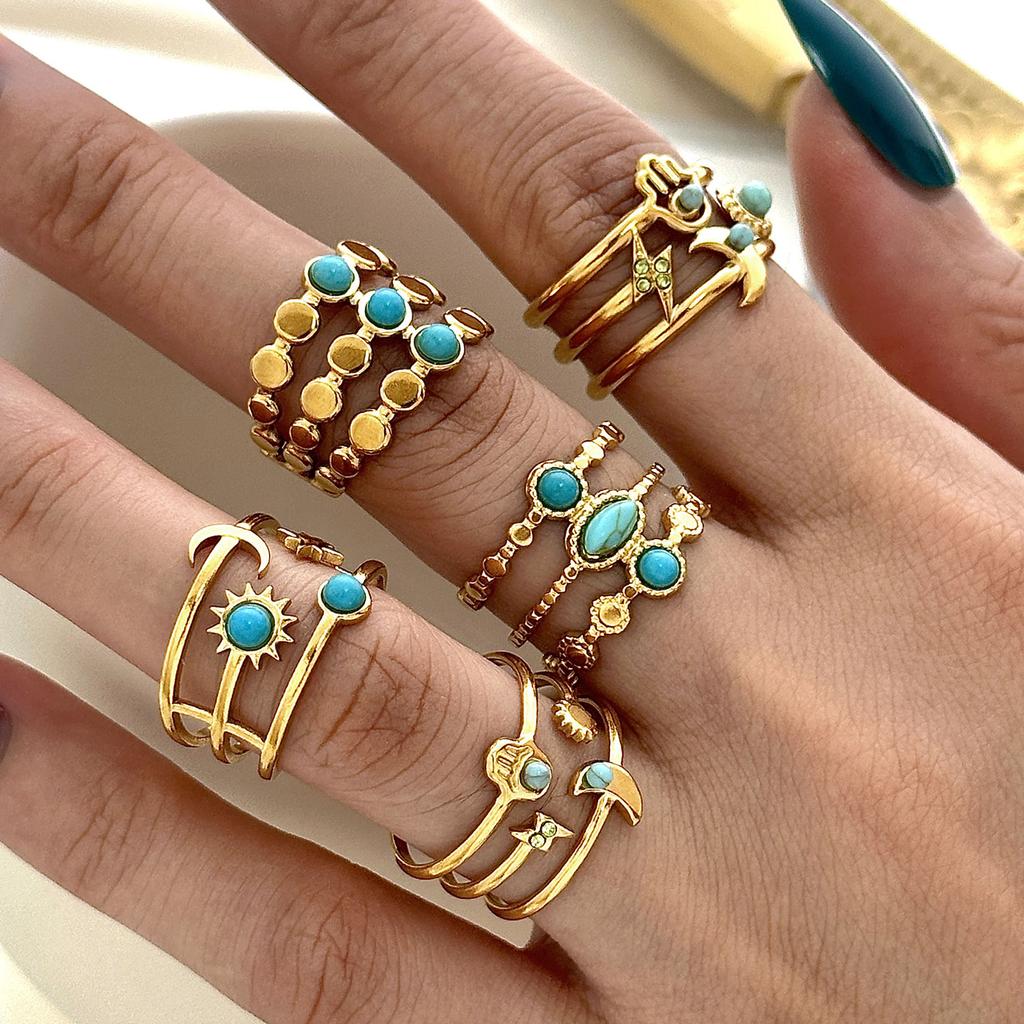 New Ring Vacuum Electric Moon Star Open Hand Jewelry