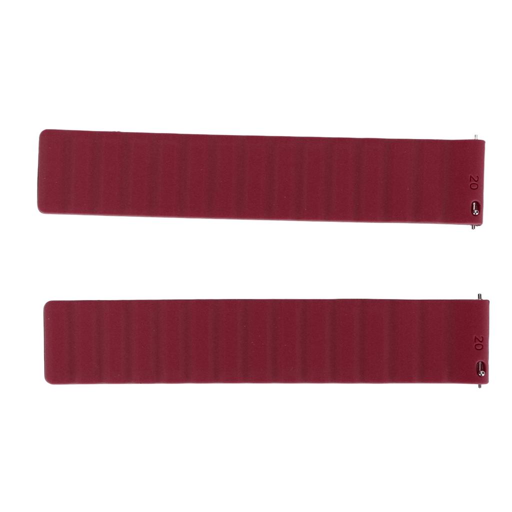 20mm Universelles Uhrenarmband Silikon Magnetisches Uhrenarmband Verstellbares Uhrenarmband für Amazfit Bip Schwarz Rot