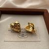 Classic Three-Dimensional Love Stud Earrings, Metal Concave-Convex Hammer Earrings, Niche Luster, Light Luxury, High-End And Unique