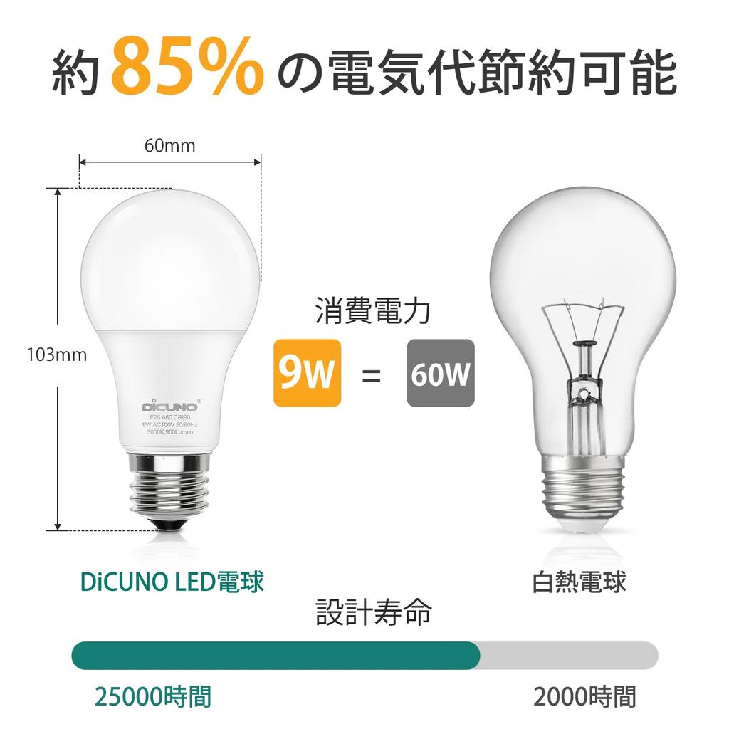 DiCUNO Corded Socket, E26 Base, LED Included, Daylight White, 60W Equivalent, 4m Cord, Pendant Light Socket, with Outlet and Switch, White, 1pc.