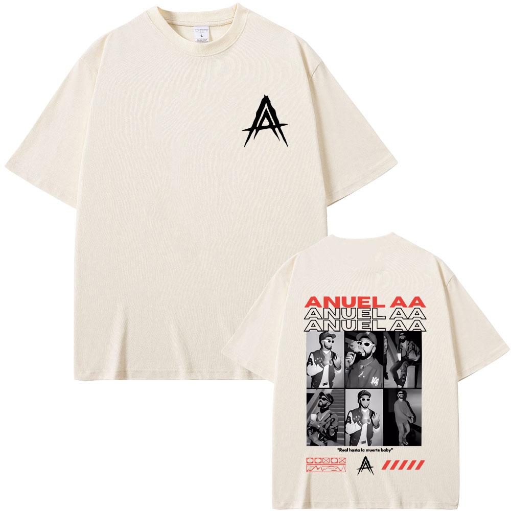 Rapper Anuel AA Real Hasta La Muerte Baby Grafik T-Shirt Herren Vintage Mode T-Shirt Herren Damen Hip Hop Übergroß Kurzarm