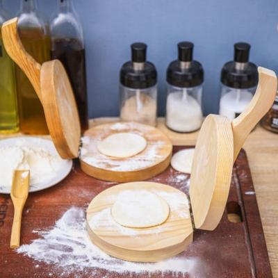 Masif Ahşap Hamur Presleme Aracı Hızlı Kolay Mantı Kabuğu Presleme Aleti Ev Mantı Sarma Kabuğu Yapımı Kalıp Mutfak Pasta Pişirme Aletleri