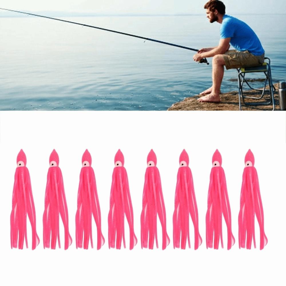 

10PCS Lifelike Eyes Squid Skirts Lures PVC Trolling Baits Durable Octopus Lures Freshwater Fishing 14cm