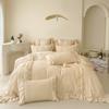 French Style Four-Season Model, White 100 Washed Cotton Lace Four-Piece Set, Quilt Cover, Polished Sheets, Cream Wind 4Ins Wind