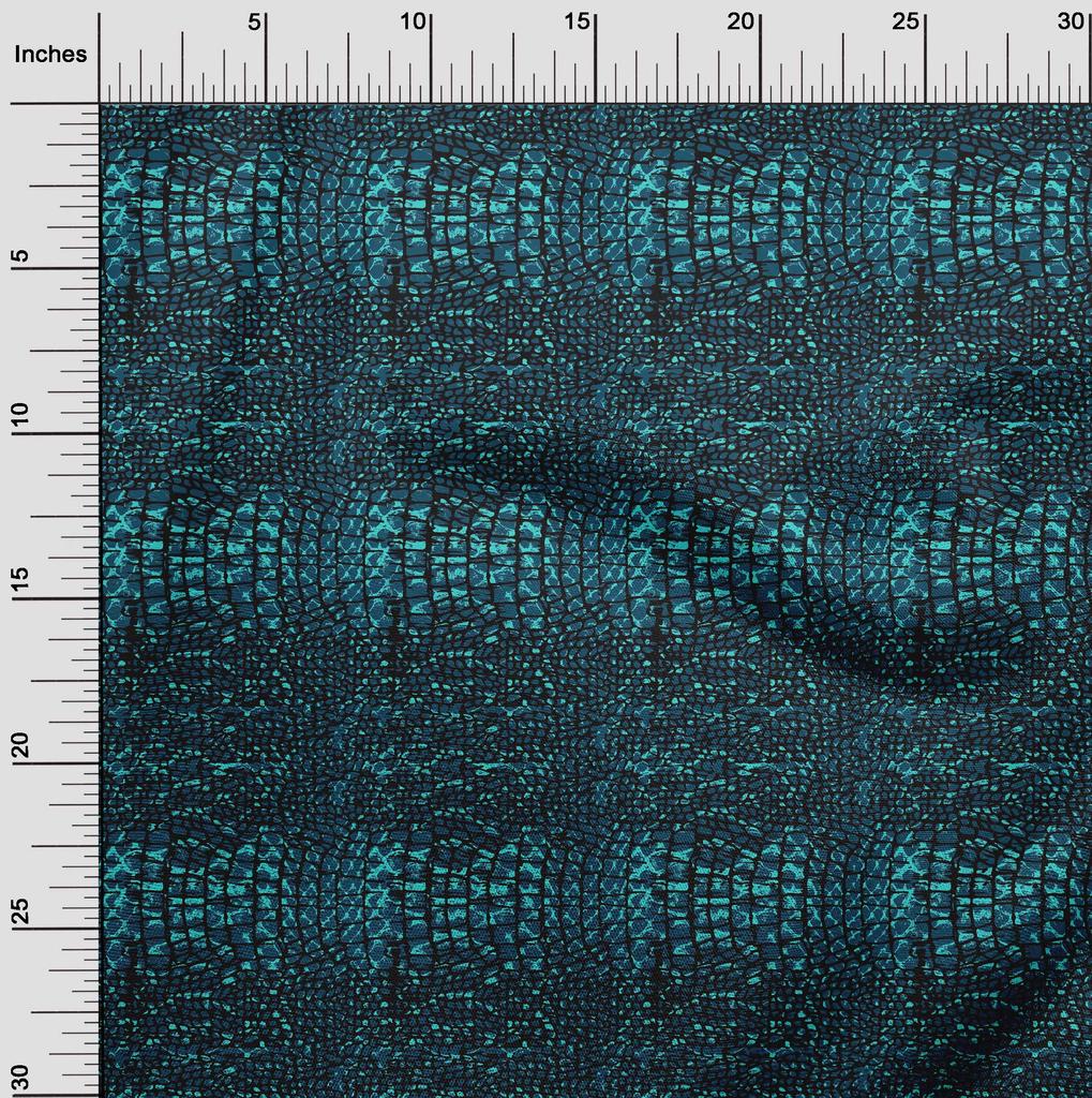 oneOone Bavlna Flex Dark Teal Blue Fabric Krokodýlí kůže Zvířecí kutily Oblečení Quilting Fabric Print Fabric By Yard 40 Inch