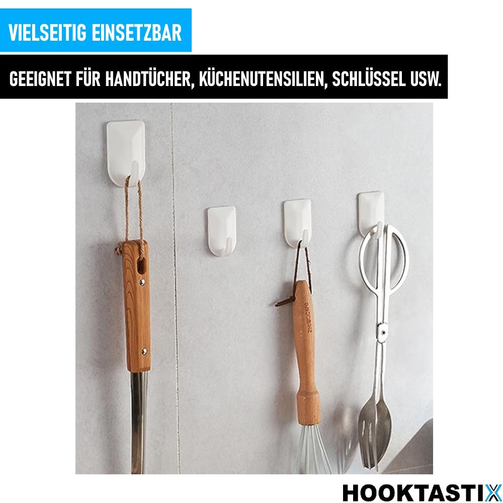 HOOKTASTIX Klebe Haken Selbstklebend Wand Halter ohne bohren 2kg [6er Set]