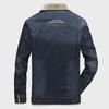 Men's American-Style Casual Denim Cotton Jacket with Plush Lining, Loose Fit, Thickened for Cold Weather.