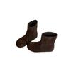 Frosted cowhide Korean retro round head sleeve short boots women's boots 2025 new autumn casual flat-bottomed medium boots