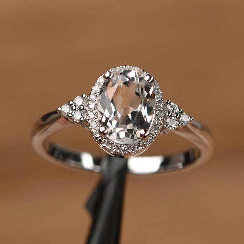 Sølvbelagte Ringer for Kvinner Rubin Smaragd Safir Smykker Bryllup Forlovelsesring Engros Størrelse 6-10