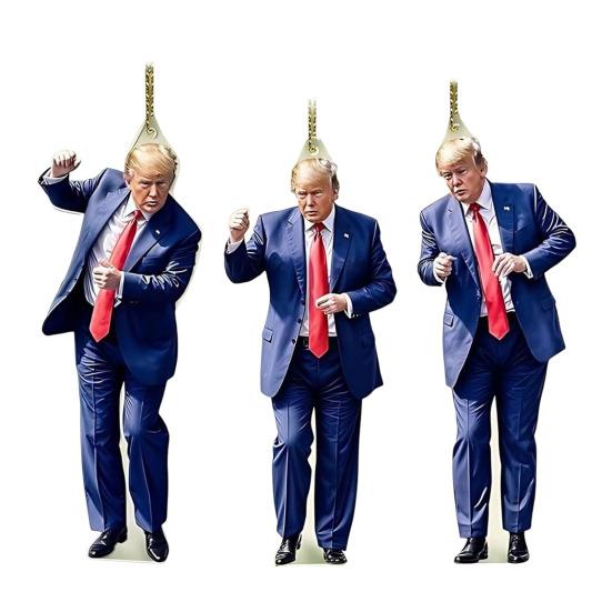 3 Pcs Trump Christmas Ornament 2D Acrylic Santa Hat Trump Pendant Car