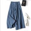 Cotton and Linen Wide-leg Culottes Summer Women's Semi-elastic High-waisted Thin Thin Nine-point Pants Stylish Neutral Tone Casual Pants