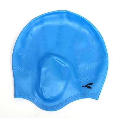 KNK Silicone Swim Cap for Mens & Women with Long Hair, 3D Ear Cover, Nose Clip & Ear Plugs Set (Sky Blue)