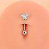 Golden Women's Fashion Classic Butterfly Heart Stainless Steel Navel Ring Set, Various Styles, Suitable for All Seasons