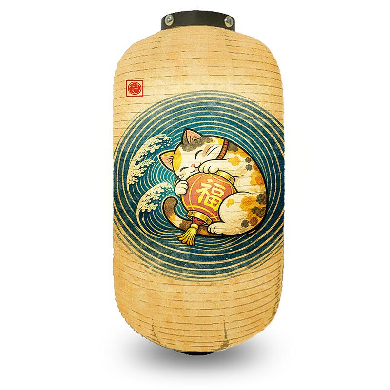 Japanese Style Lantern Japanese Hanging Happy-neko Lanterns Cloth Long Traditional Restaurant Bar Hotel Festival Decoration