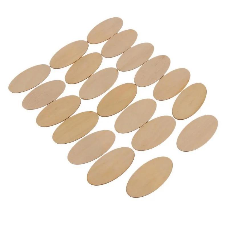 Natural Rustic Wooden Cutout Oval Wood Pieces Tag Unfinished Wood Oval Slices for DIY Craft Wedding Centerpiece Christmas