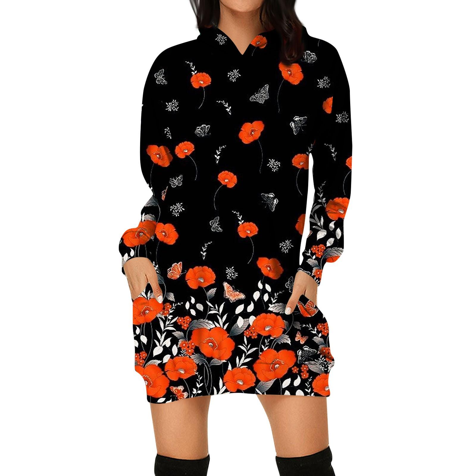 

Жіноча осінньо-зимова толстовка з капюшоном Сукня з принтом на Хелловін M червоний