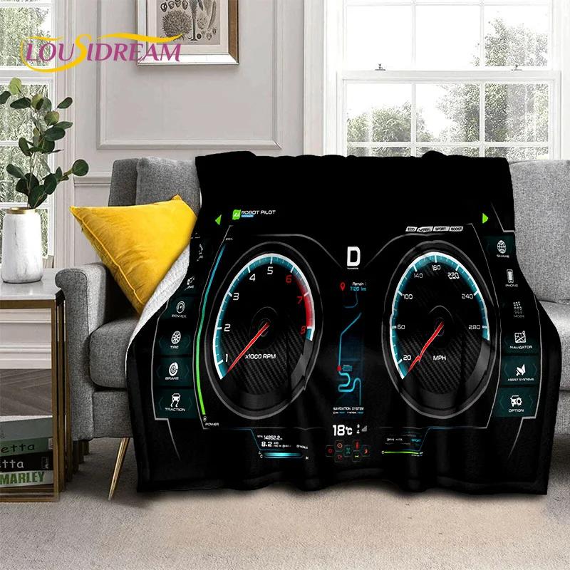 3D Car Dashboard Machine Control Screen Racing Soft Flannel Blanket for Beds Bedroom Sofa,Throw Blanket for Outdoor Leisure Nap