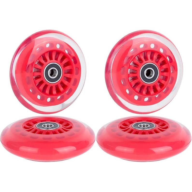 Ride On Swing Twist Wiggle Car Polyurethane Replacement Wheels w/Bearings ABEC-9 (2 Front Wheels with Convex Hub, 2 Rear Wheels with Concave Hub)