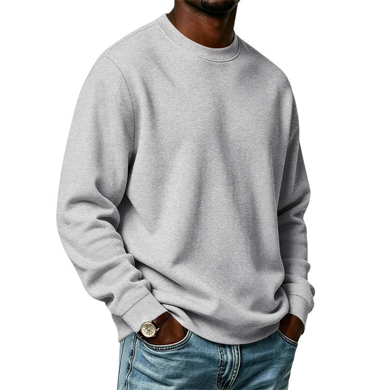 Men S Loose Fit Long Sleeve Crew Neck Solid Color Fleece Sweatshirt Fall Winter