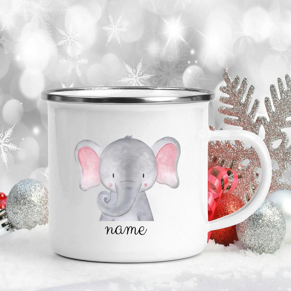 Personalized Children's Mug Baby Gift Gifts Enamel Cup Forest Animals Enamel Camping Cups with Name Gifts for Children