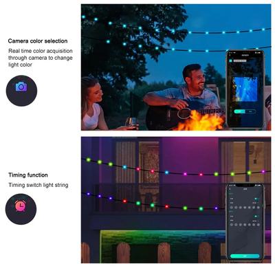 RGB String Light String Waterproof Multi-color APP and Remote Control for Party Outdoor Camping Bedroom Christmas Decoration