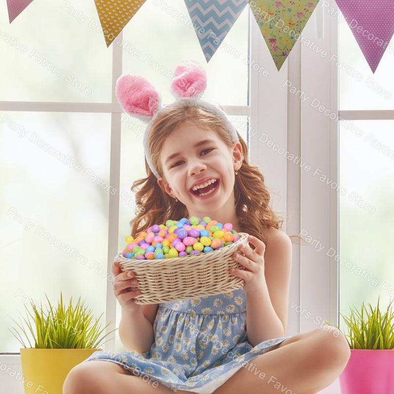 80pcs Glitter Easter Eggs Mini Colorful Foam Bird Pigeon Happy Easter Party Home Decoration Kids Gift Basket Filler DIY Crafts