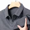 Men's Fake Two-piece Striped Polo Shirt Spring and Autumn Men's Loose Lapel Long-sleeved Shirt T-shirt
