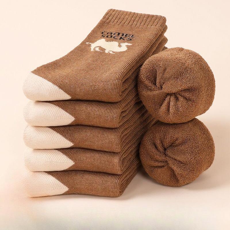 5 Pares Meias de Cano Médio Masculinas Meias Quentes Vintage Meias de Tricô para Inverno