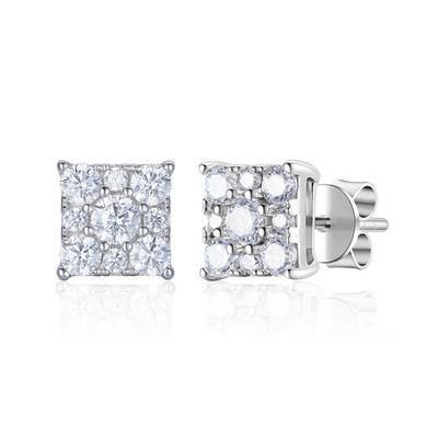 Dieuamour Silver 925 Simulant Diamond Bright Square Earrings