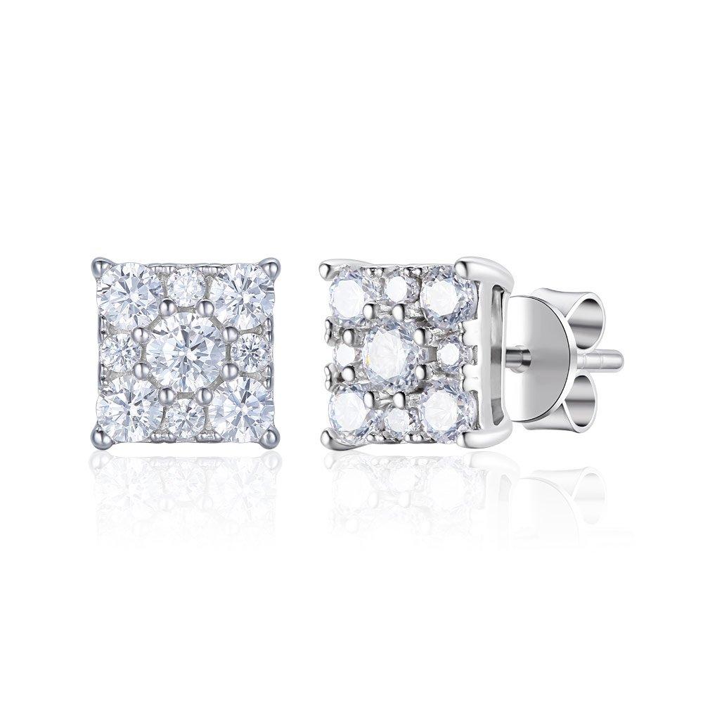 Dieuamour Silver 925 Simulant Diamond Bright Square Earrings