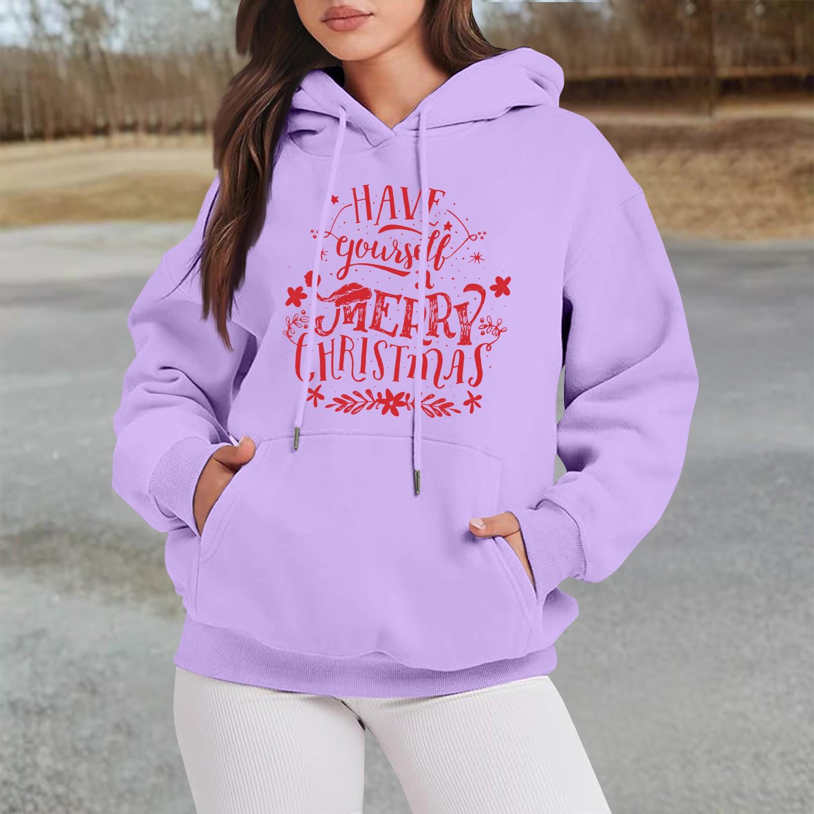 

Женские свитшоты оверсайз, флисовые толстовки с длинным рукавом, осенние наряды с карманом XXL фиолетовый