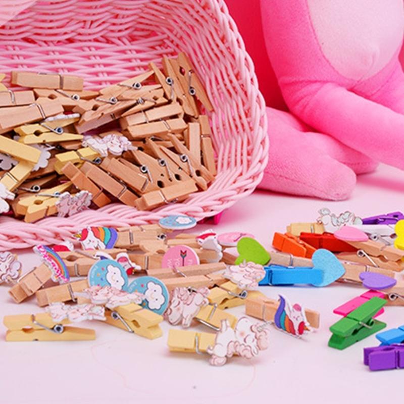 12Pieces Easter Bunnies Photo Peg with 1.5Yard String Wood Photo Clip Wood Pegs For Photo Hanging And Easter Decoration