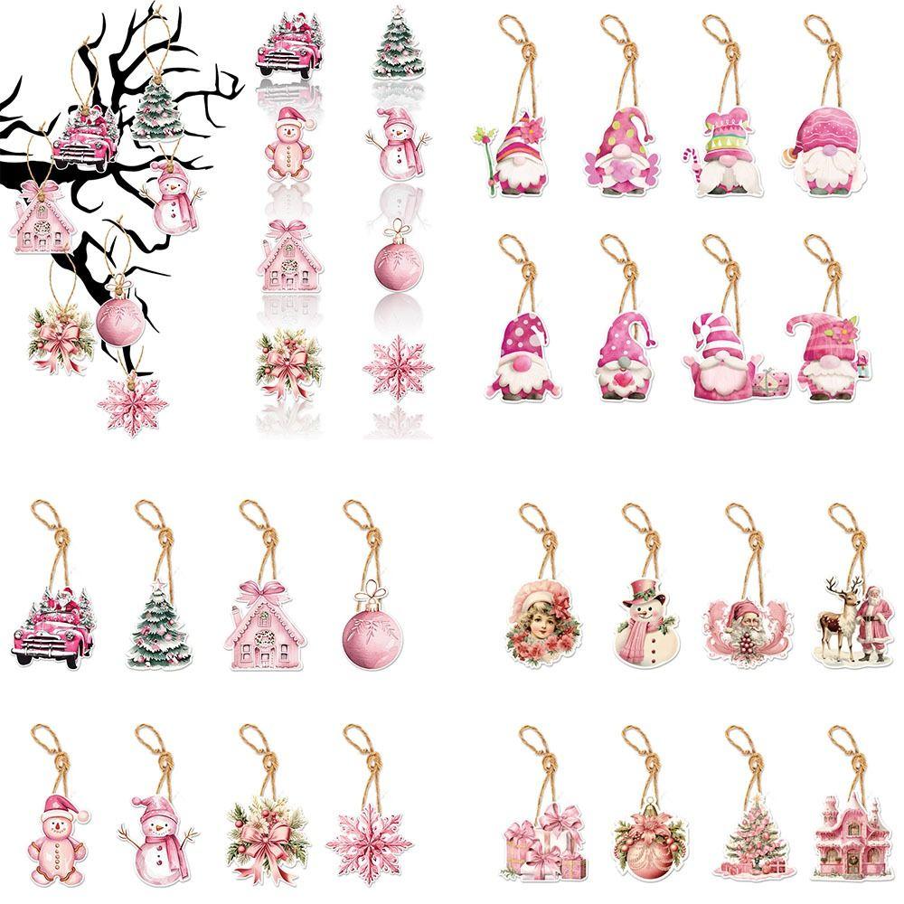 24pcs Santa Claus Christmas Tree Hanging Ornament Paper Christmas Tree Decoration Xmas Decor