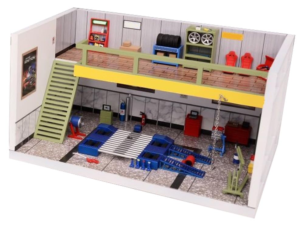 MOTORHELIX Repair Shop Scene Set Model Green MRS002 1/64