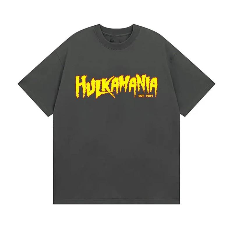 Mens Cotton Graphic Tee Hulk Hogan Tribute Streetwear Short Sleeve T-Shirt Casual Wear