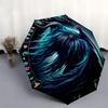 Enchanted Wizard Portrait Circular Wall Art Print Umbrella, Cute Umbrella with Cute Design, Portable 3-Fold Compact Umbrella for Men & Women, Valentin