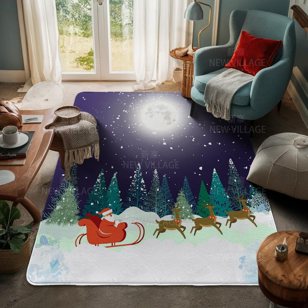 House Entrance Carpet Home Door Mat Living Room Bath Foot Bathroom Non-slip Water Absorption Rugs Bath Merry Christmas Winter