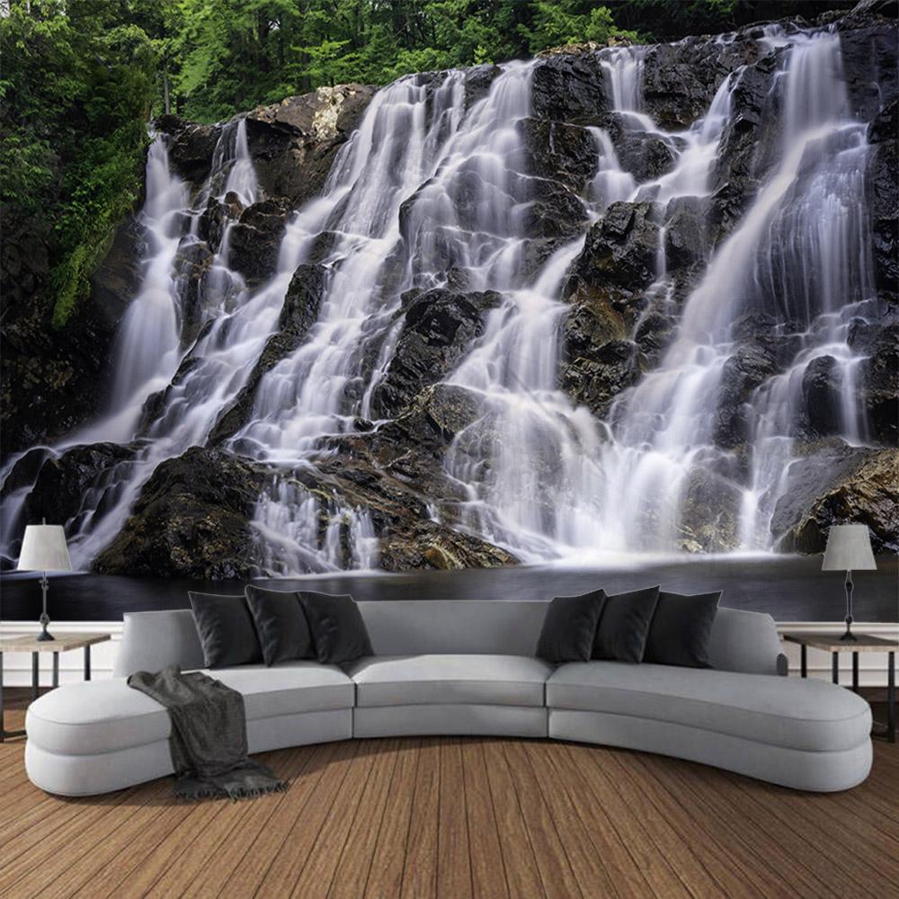 Tapestry wall hanging, home decoration, jungle waterfall, flower forest, room wall background, living room, bedroom decoration