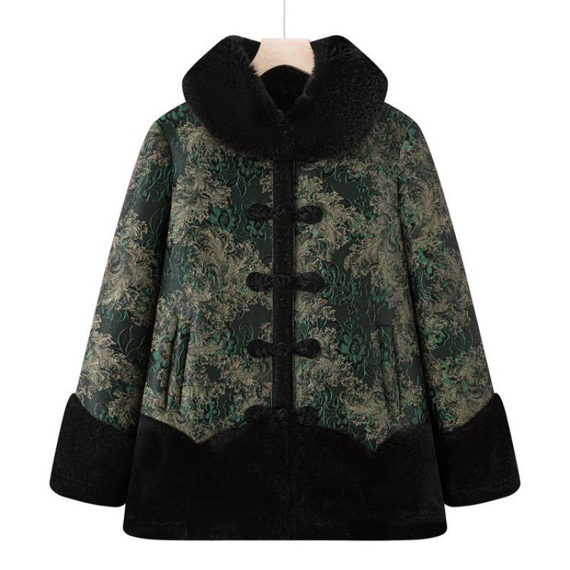 

Женская зимняя одежда новая утолщенная флисовая куртка теплая одежда 5XL [recommended 150-80kg] зелёный