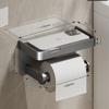 Wall-Mounted Two-In-One Toilet Paper Holder Space Aluminum Paper Towel Storage Rack Bathroom Mobile Phone Storage Rack
