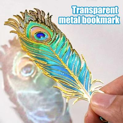 Metal Feather Bookmark with Tassel Stainless Steel Page Marker with Rainbow Light Effect Elegant Gift for Book Lovers Writers Students