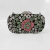 Green/Pink Flower Crystal Evening Bag Clutches Floral Wedding Party Bags Rhinestone Chain Clutch Handbags  Banquet Dinner Purses